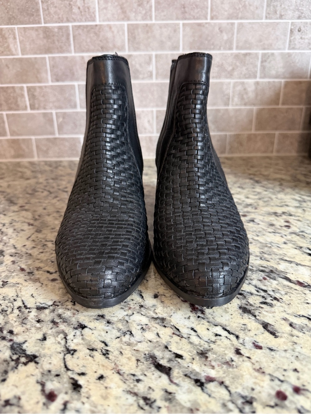 Woven Black Ankle Boots
